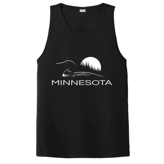 Minnesota Loon And Trees In Moonlight Gift Performance Tank