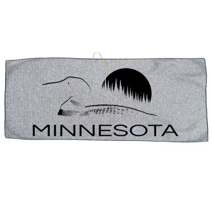 Minnesota Loon And Trees In Moonlight Gift Large Microfiber Waffle Golf Towel