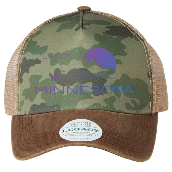 Minnesota Loon And Trees In Moonlight Gift Legacy Tie Dye Trucker Hat