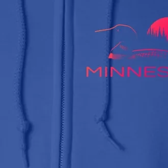 Minnesota Loon And Trees In Moonlight Gift Full Zip Hoodie