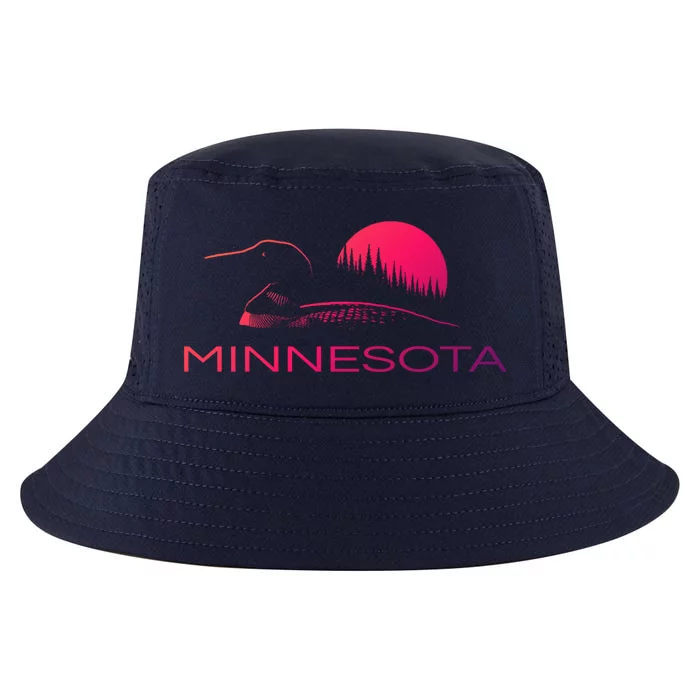 Minnesota Loon And Trees In Moonlight Gift Cool Comfort Performance Bucket Hat