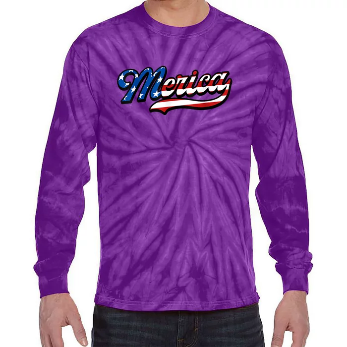 Merica Love America | Flag America Tie-Dye Long Sleeve Shirt