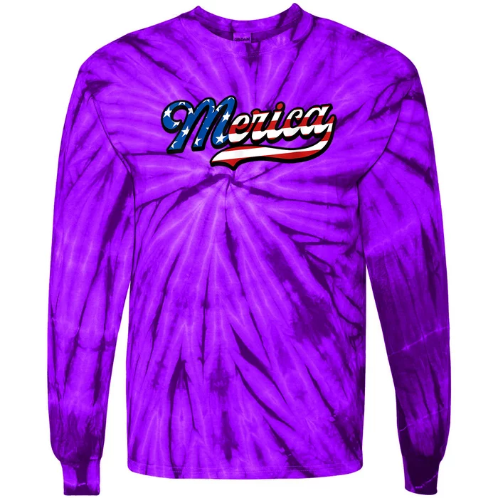 Merica Love America | Flag America Tie-Dye Long Sleeve Shirt