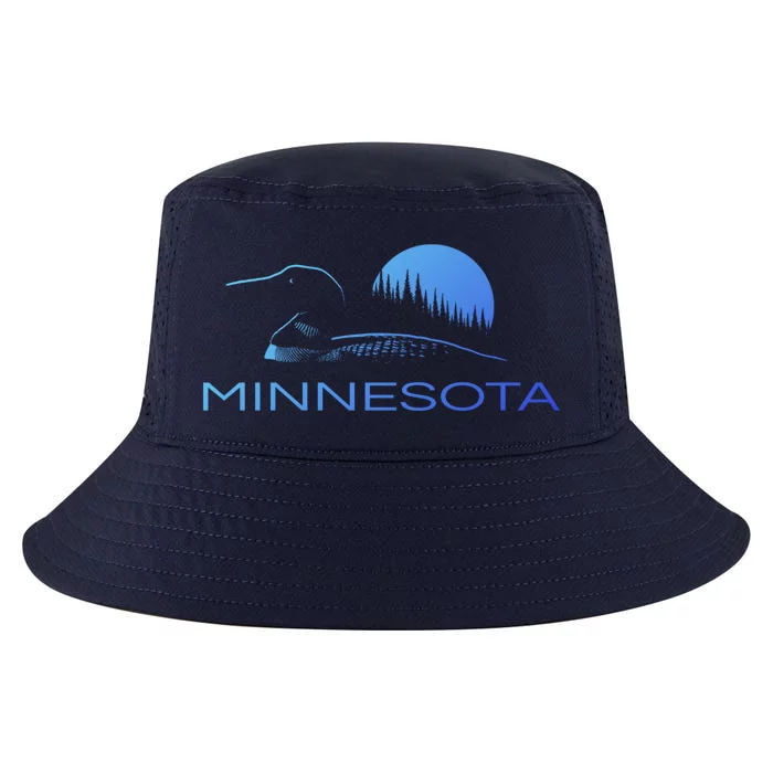 Minnesota Loon And Trees In Moonlight Gift Cool Comfort Performance Bucket Hat