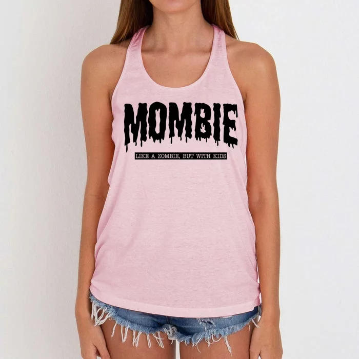 Mombie Like A Zombie But With Kids Funny Halloween Mom Women's Knotted Racerback Tank