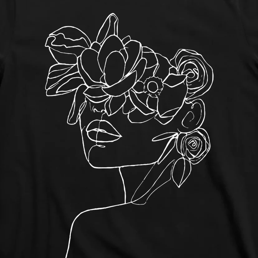 Modern Line Art Woman Face Elegant Minimal T-Shirt