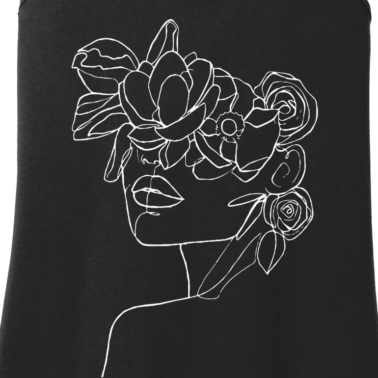 Modern Line Art Woman Face Elegant Minimal Ladies Essential Tank