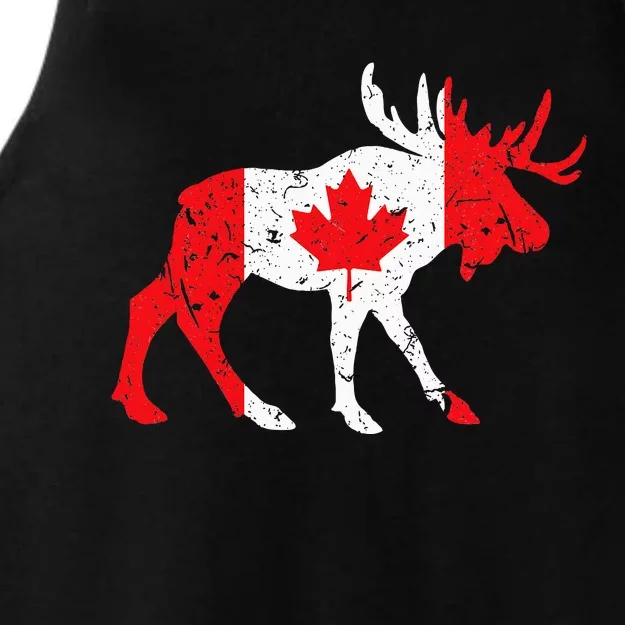 Maple Leaf Animal Canadian Flag Canada Ladies Tri-Blend Wicking Tank