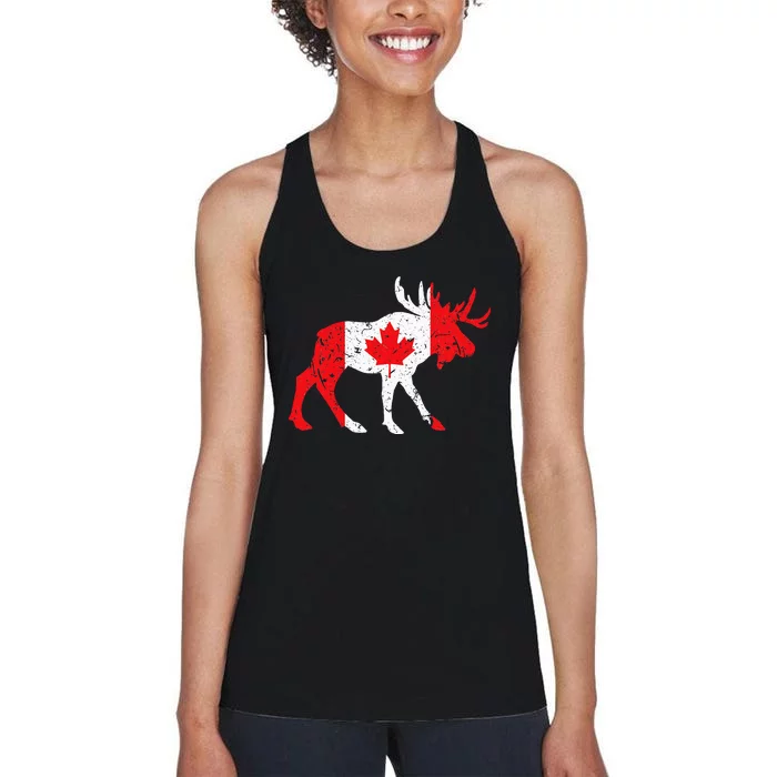 Maple Leaf Animal Canadian Flag Canada Women's Racerback Tank