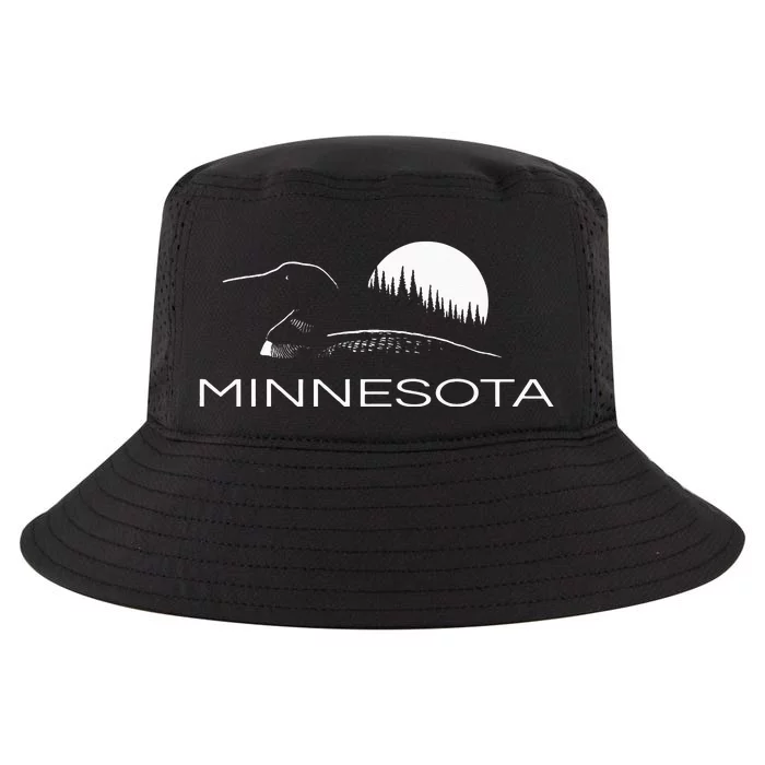 Minnesota Loon And Trees In Moonlight Cool Comfort Performance Bucket Hat