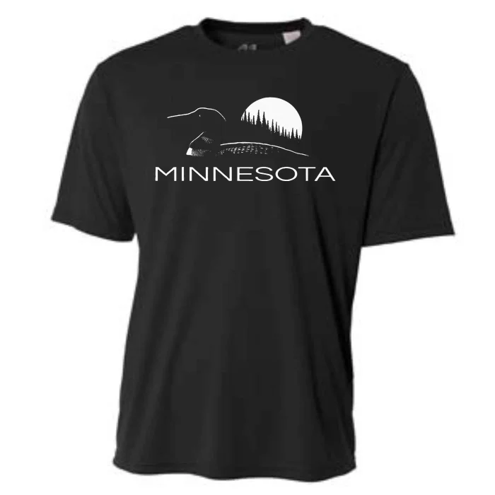 Minnesota Loon And Trees In Moonlight Cooling Performance Crew T-Shirt