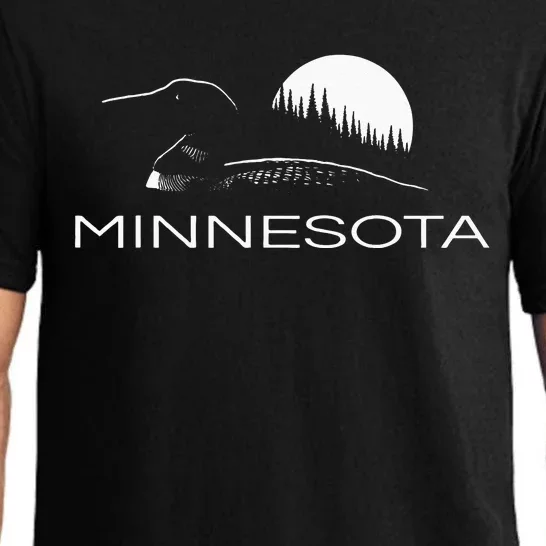 Minnesota Loon And Trees In Moonlight Pajama Set