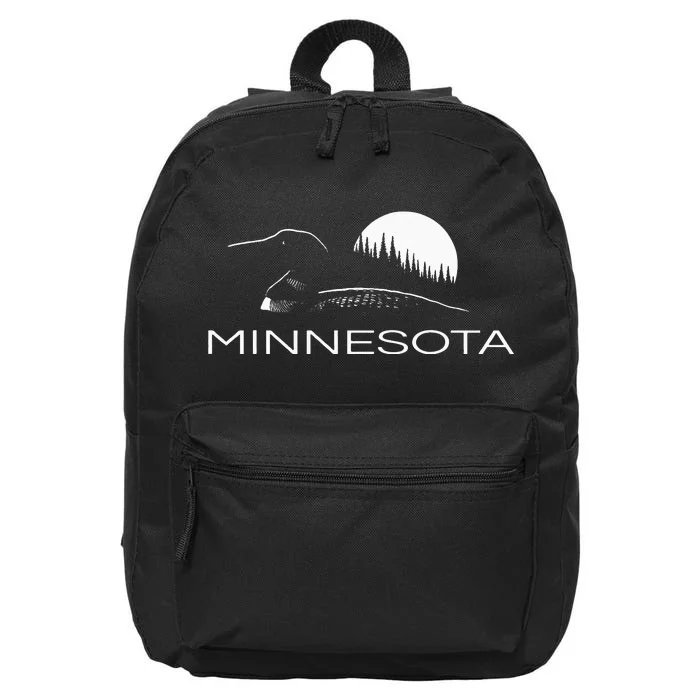 Minnesota Loon And Trees In Moonlight 16 in Basic Backpack