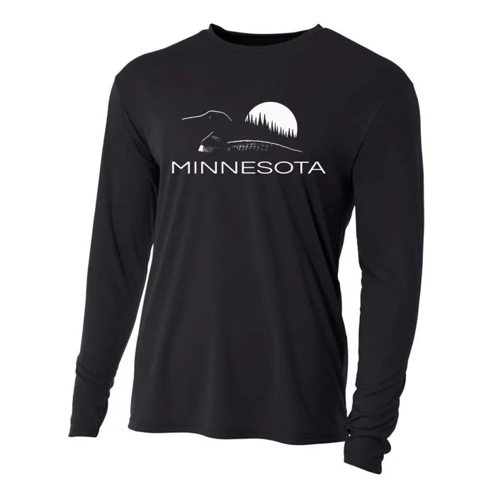 Minnesota Loon And Trees In Moonlight Cooling Performance Long Sleeve Crew