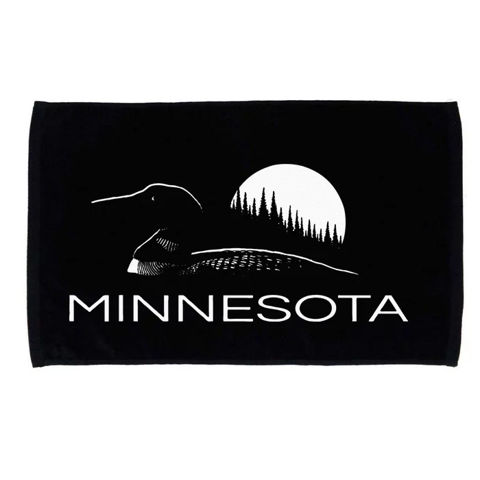 Minnesota Loon And Trees In Moonlight Microfiber Hand Towel