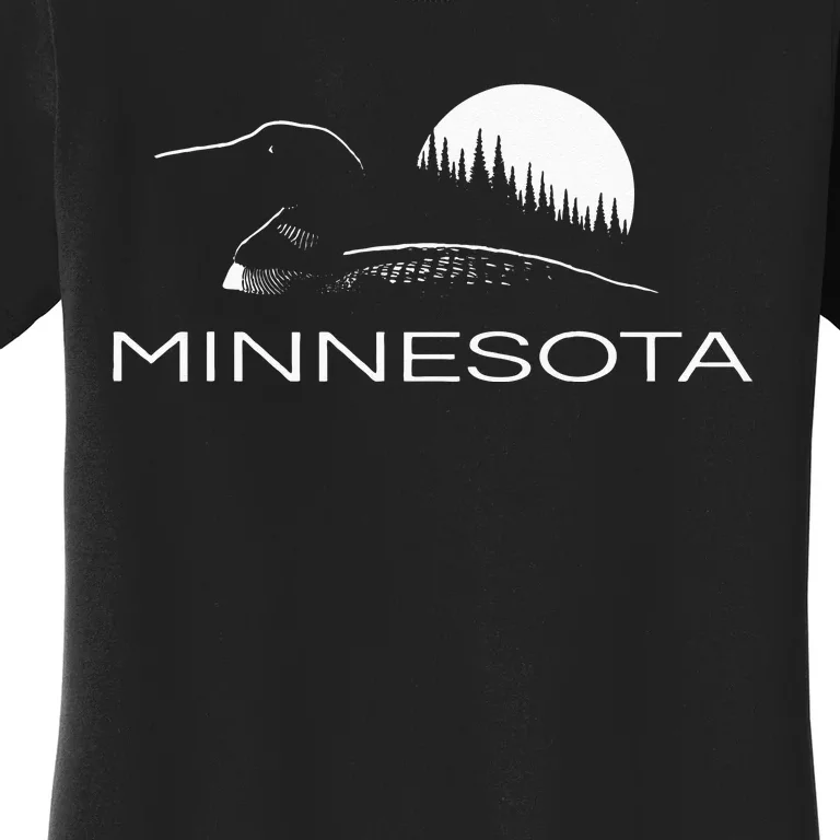 Minnesota Loon And Trees In Moonlight Women's T-Shirt