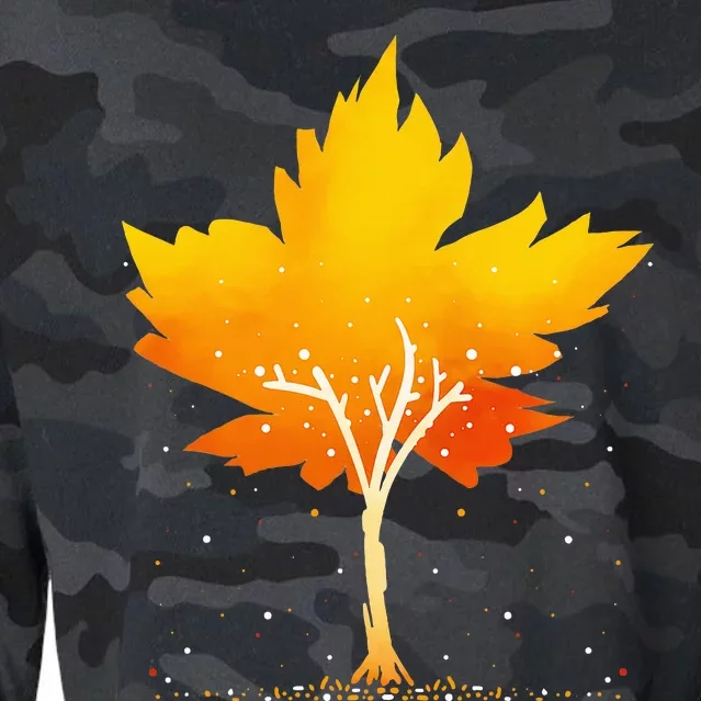 Maple Leaf Autumn Tree Orange Fall Leaves Season Cropped Pullover Crew