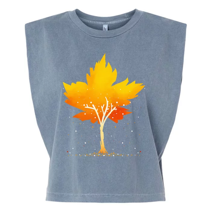 Maple Leaf Autumn Tree Orange Fall Leaves Season Garment-Dyed Women's Muscle Tee