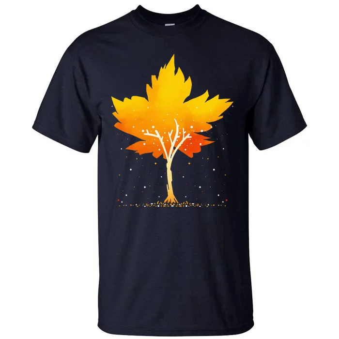 Maple Leaf Autumn Tree Orange Fall Leaves Season Tall T-Shirt