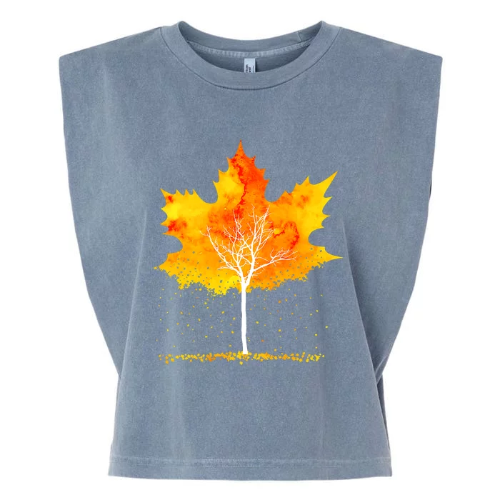 Maple Leaf Autumn Tree Orange Fall Leaves Season Garment-Dyed Women's Muscle Tee