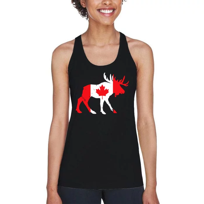 Maple Leaf Animal Canadian Flag Canada Women's Racerback Tank