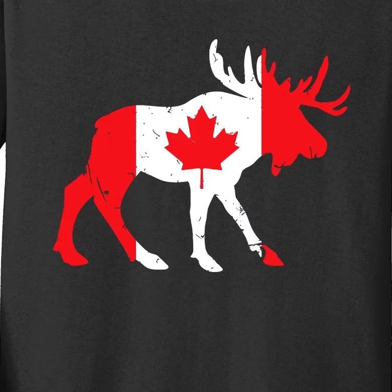 Maple Leaf Animal Canadian Flag Canada Kids Long Sleeve Shirt