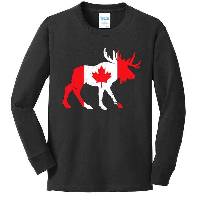 Maple Leaf Animal Canadian Flag Canada Kids Long Sleeve Shirt