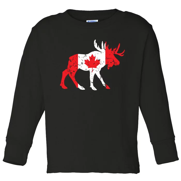 Maple Leaf Animal Canadian Flag Canada Toddler Long Sleeve Shirt