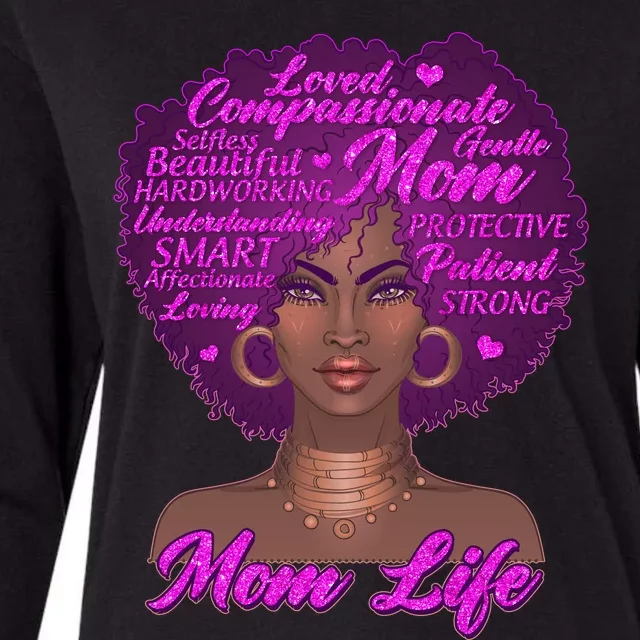 Mom Life African American Black Woman Womens Cotton Relaxed Long Sleeve T-Shirt