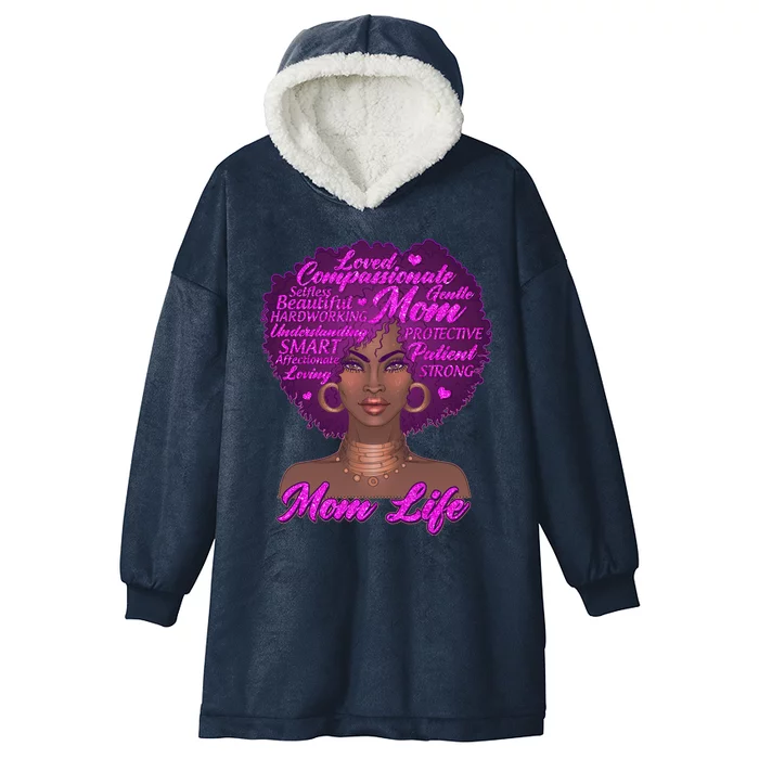 Mom Life African American Black Woman Hooded Wearable Blanket