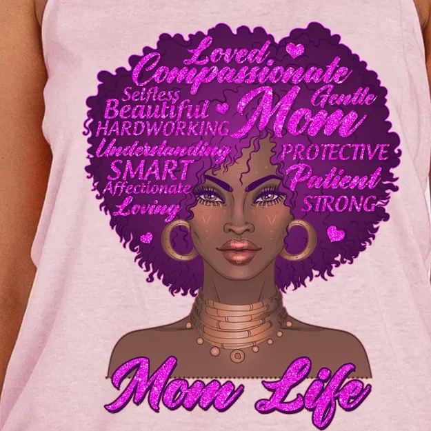 Mom Life African American Black Woman Women's Knotted Racerback Tank