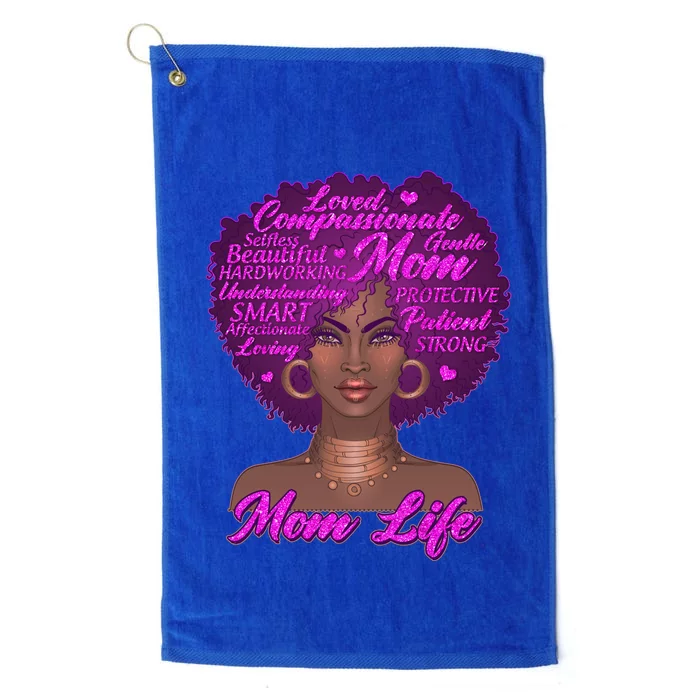 Mom Life African American Black Woman Platinum Collection Golf Towel