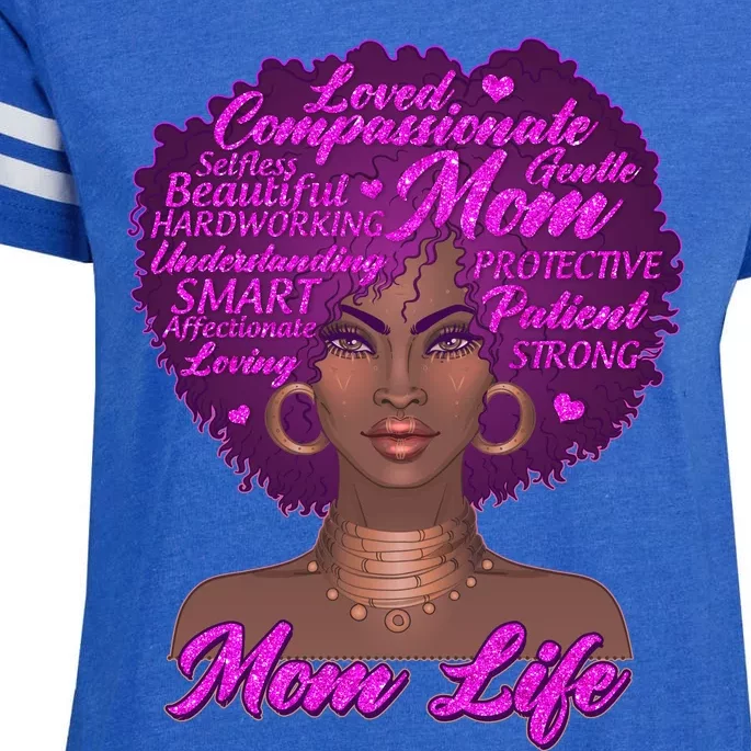 Mom Life African American Black Woman Enza Ladies Jersey Football T-Shirt