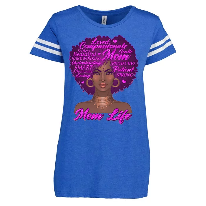 Mom Life African American Black Woman Enza Ladies Jersey Football T-Shirt