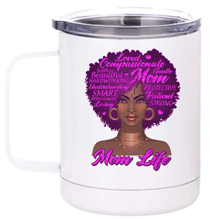 Mom Life African American Black Woman Front & Back 12oz Stainless Steel Tumbler Cup