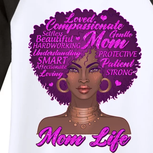 Mom Life African American Black Woman Women's Tri-Blend 3/4-Sleeve Raglan Shirt