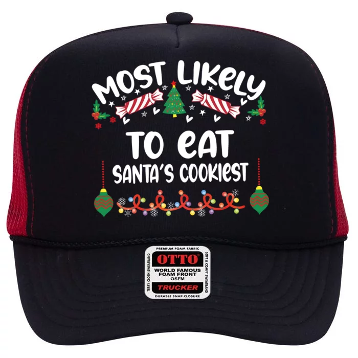 Most Likely And Custom Christmas Matching Group Team Family High Crown Mesh Trucker Hat