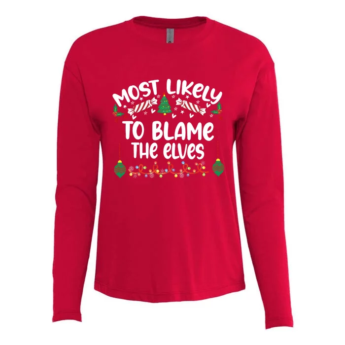 Most Likely And Custom Christmas Matching Group Team Family Womens Cotton Relaxed Long Sleeve T-Shirt