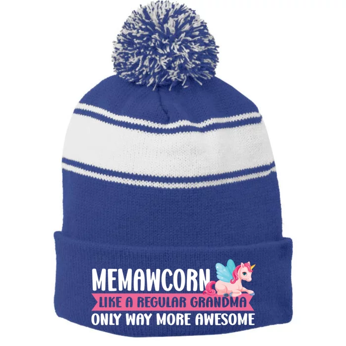 Memawcorn Like A Grandma Only Memaw Gift Stripe Pom Pom Beanie