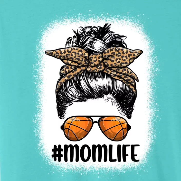 Mom Life Basketball Mom Cool Gift Leopard Messy Bun Game Day Funny Gift ChromaSoft Performance T-Shirt