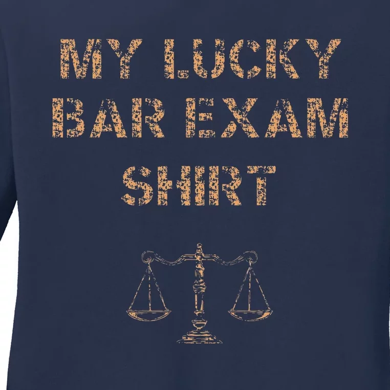 My Lucky Bar Exam 2024 Funny Law School Grad Cool Ladies Long Sleeve Shirt