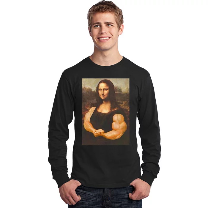 Mona Lisa Bodybuilding Muscle Gym Workout Outfits Long Sleeve Shirt