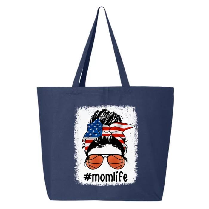 Mom Life Basketball Mom American Flag Messy Bun Cool Gift 25L Jumbo Tote