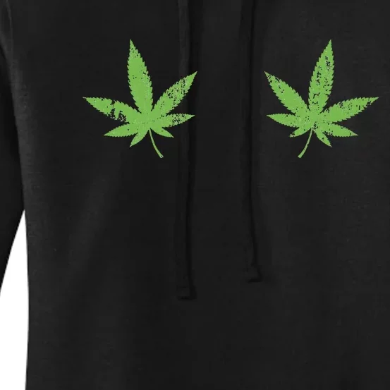 Marijuana Leaf Boob Funny Pot Weed Leaves Christmas Bikinis Women's Pullover Hoodie