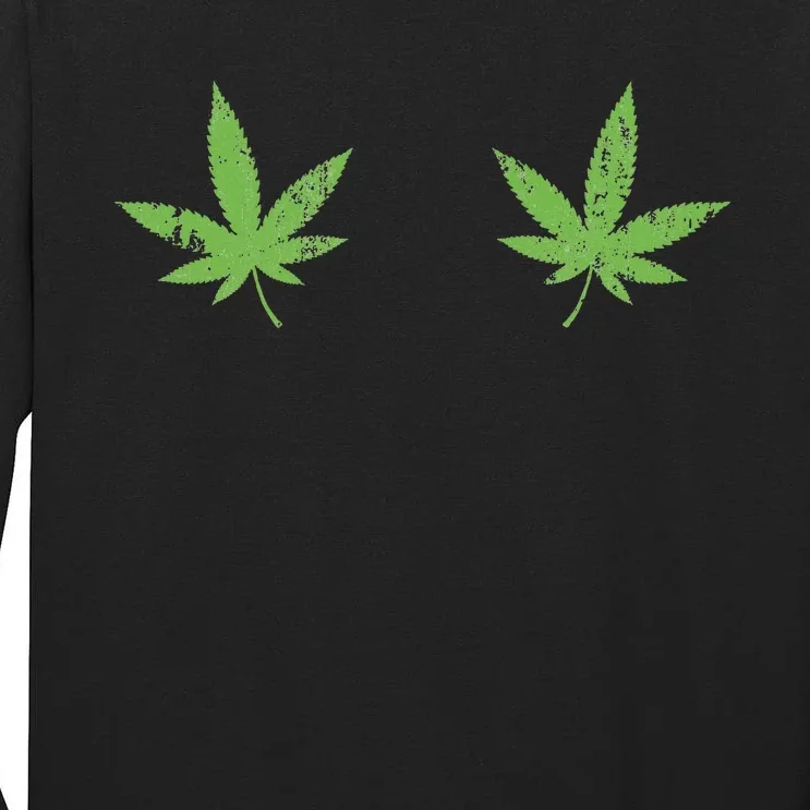 Marijuana Leaf Boob Funny Pot Weed Leaves Christmas Bikinis Tall Long Sleeve T-Shirt