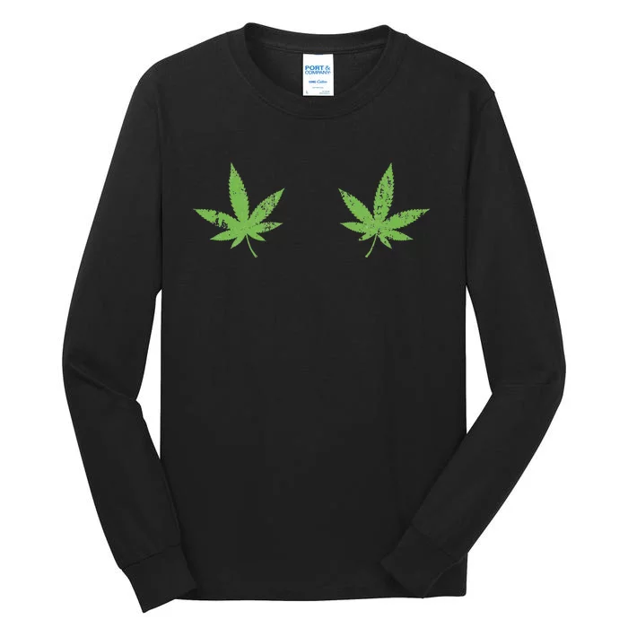 Marijuana Leaf Boob Funny Pot Weed Leaves Christmas Bikinis Tall Long Sleeve T-Shirt