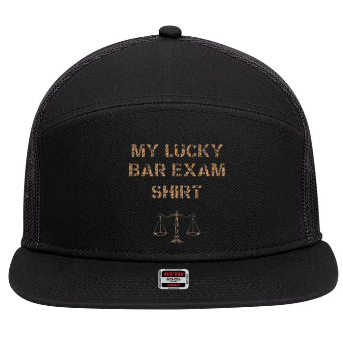 My Lucky Bar Exam 2024 Law School Grad Cool 7 Panel Mesh Trucker Snapback Hat