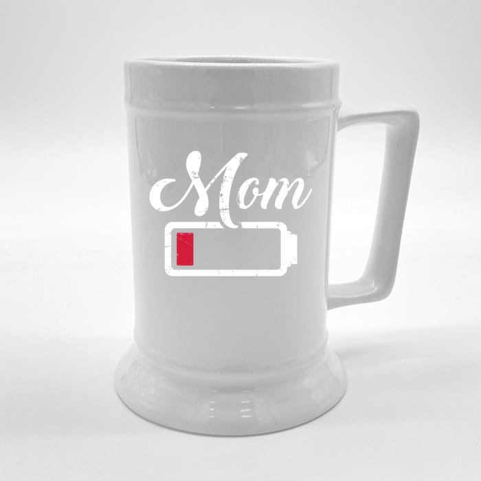 Mom Low Battery Tired Gift Front & Back Beer Stein