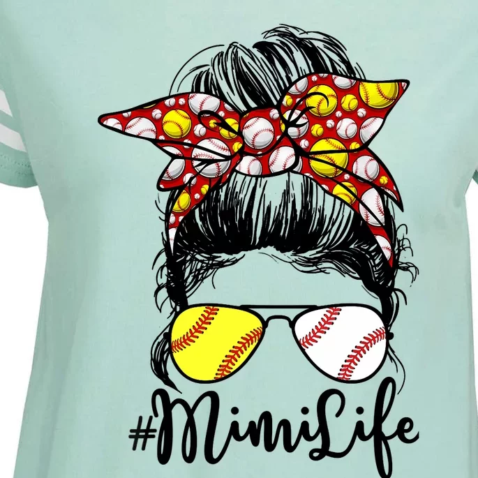 Mimi Life Baseball Softball Messy Bun Grandma Mother's Day Enza Ladies Jersey Football T-Shirt