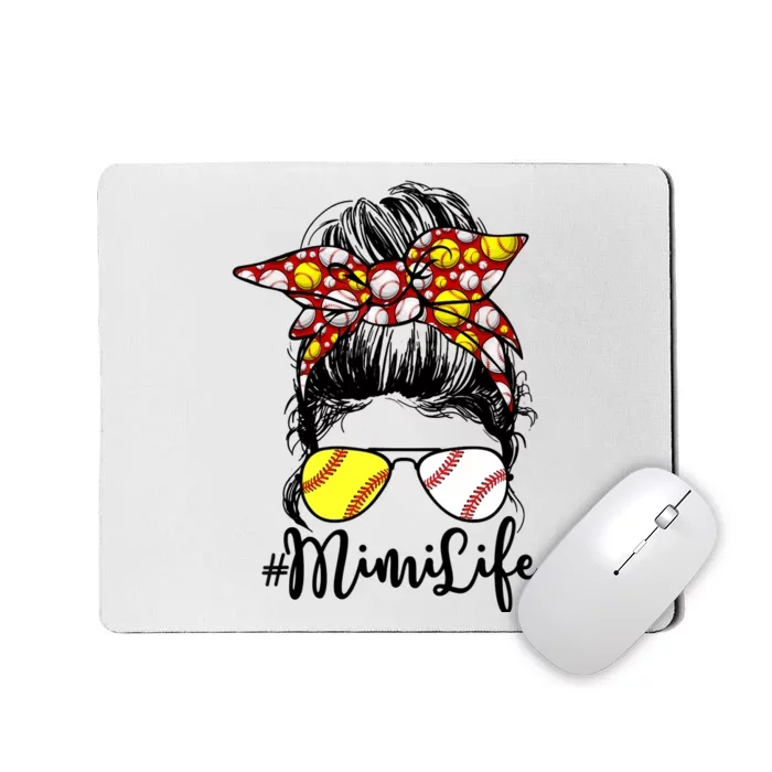 Mimi Life Baseball Softball Messy Bun Grandma Mother's Day Mousepad